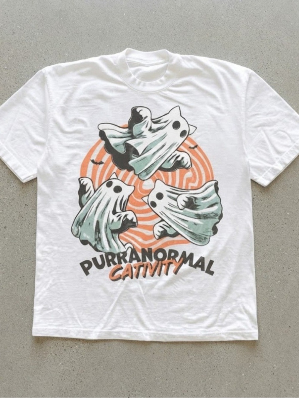 Purrnormal Activity Ghost Cats Halloween Graphic Gildan T-Shirt